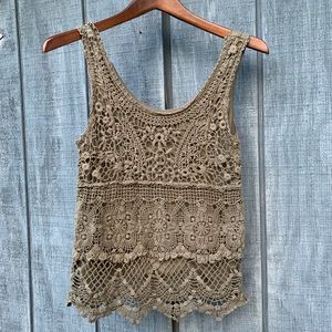 Mudd Lace Tank Top Olive Green Size Small